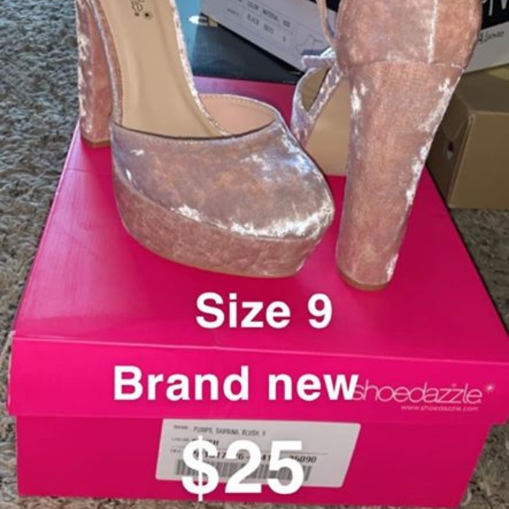 Suede pale pink heels